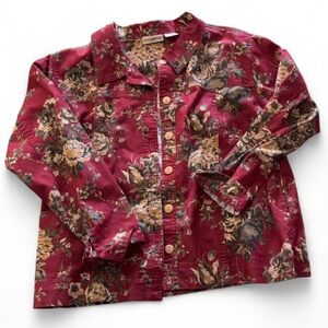 Vintage TravelSmith long sleeve button up collared shirt jacket size L